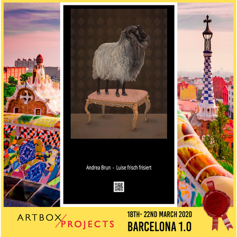 Ausstellungsbeitrag «Louise frisch frisiert» an der Artbox Barcelona 2020
